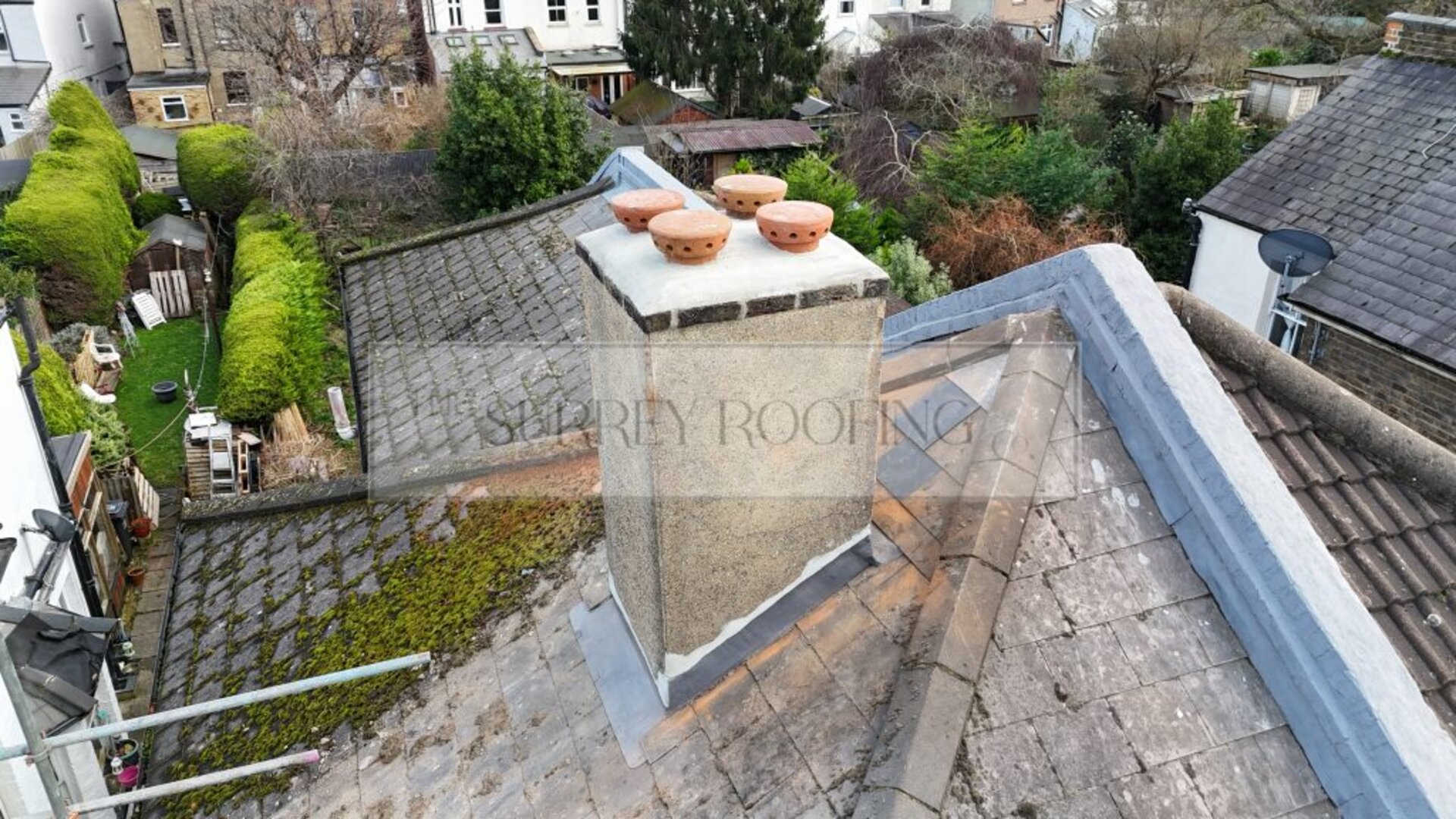 Chimney and slate roof